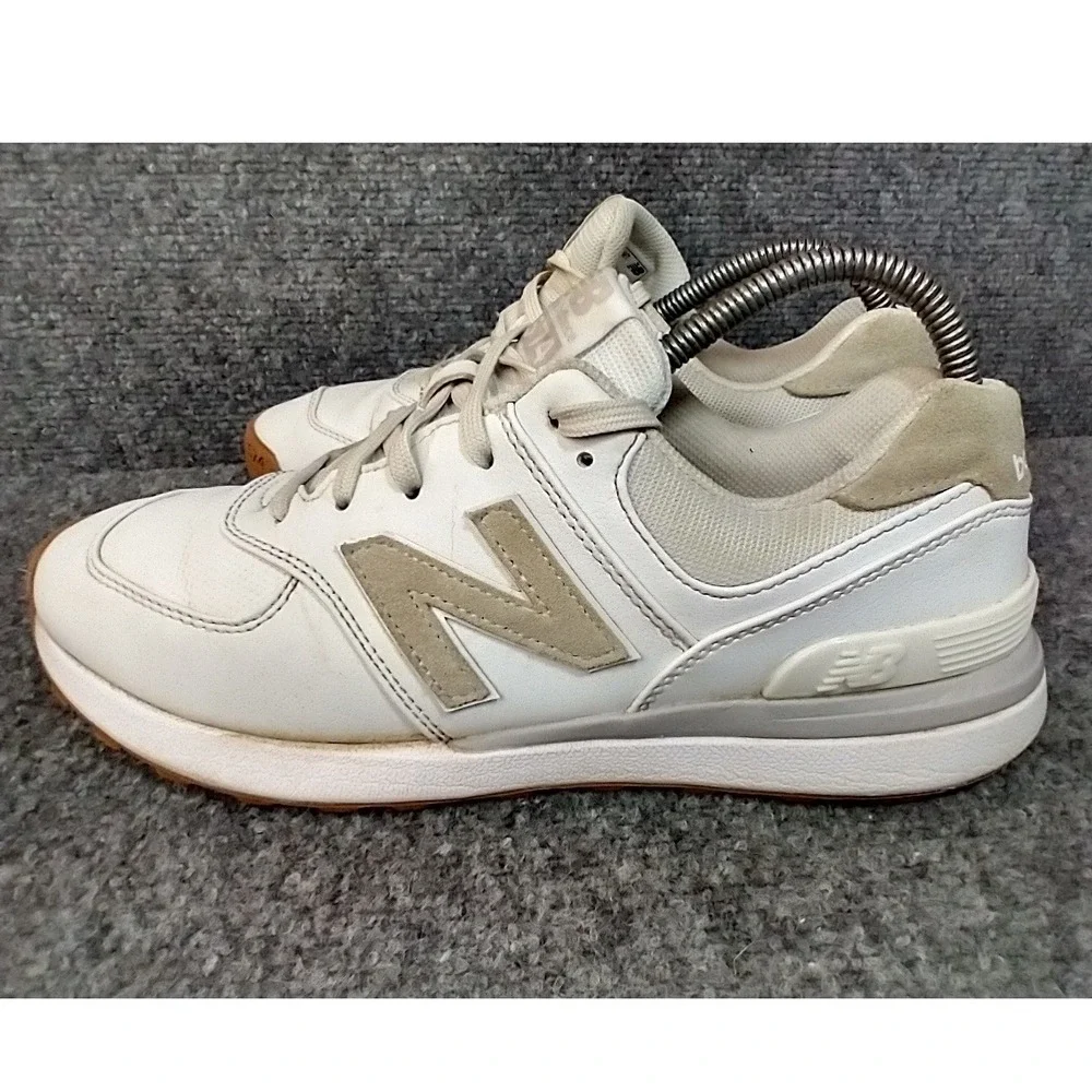 New‎ Balance 574 Golf White Tan Leather Sneakers WG574WT Womens 9 Low Top Shoes